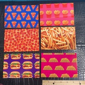 10/$10 OR $1 Bundle: 6 Fast Food Theme Post Cards 4” x 6” Shiny Front Matte Back